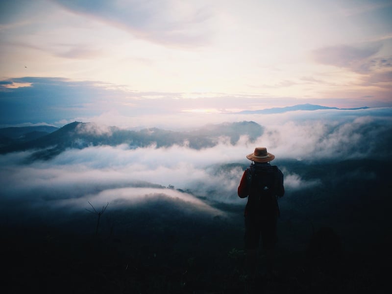 Man hiking in the mountains